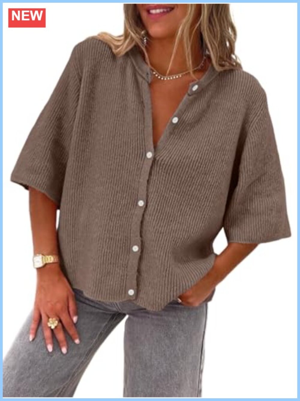 Short Sleeve Button Down Cardigan Sweater for Women Lightweight Knit Summer